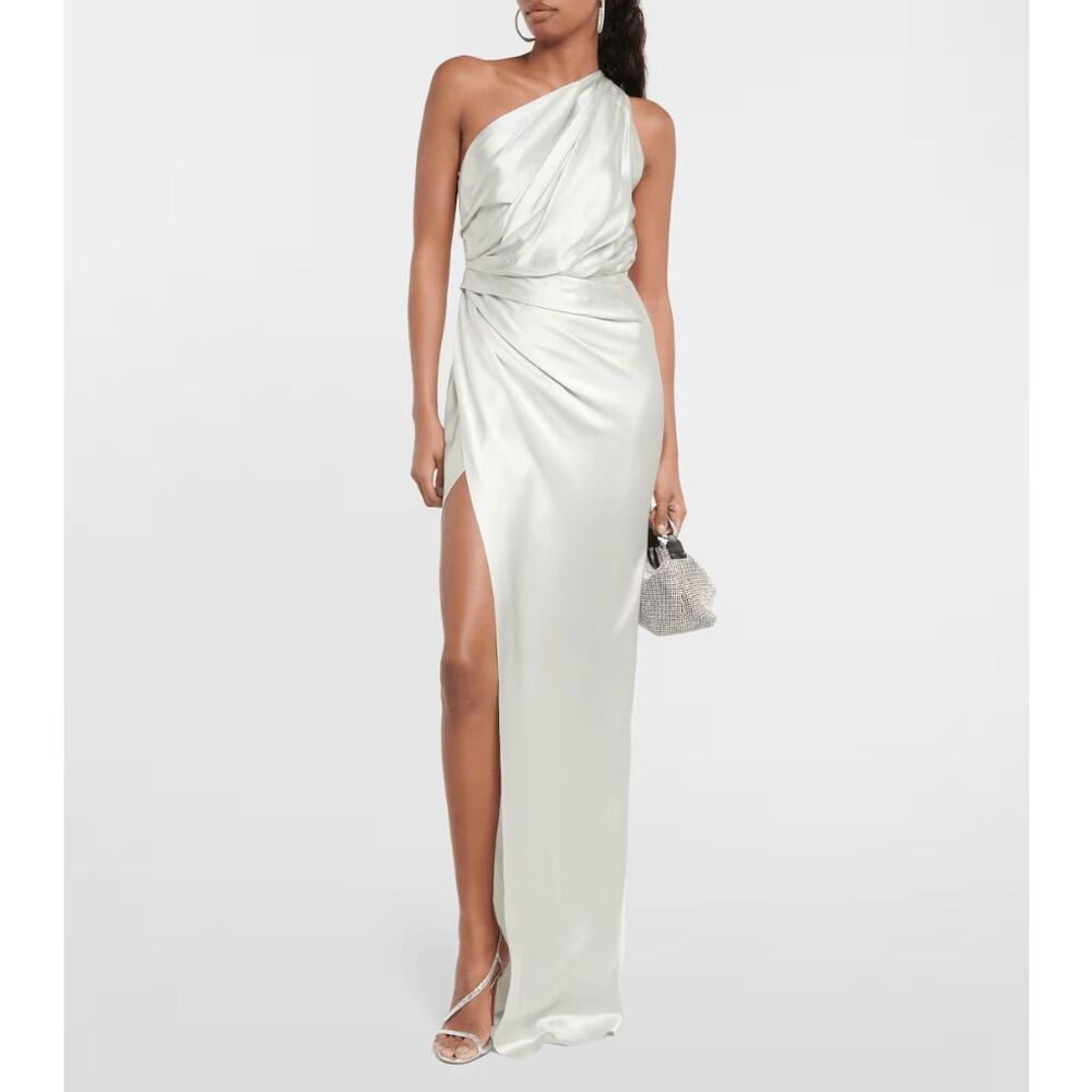 The Sei Draped one-shoulder silk satin gown Size 4 $920